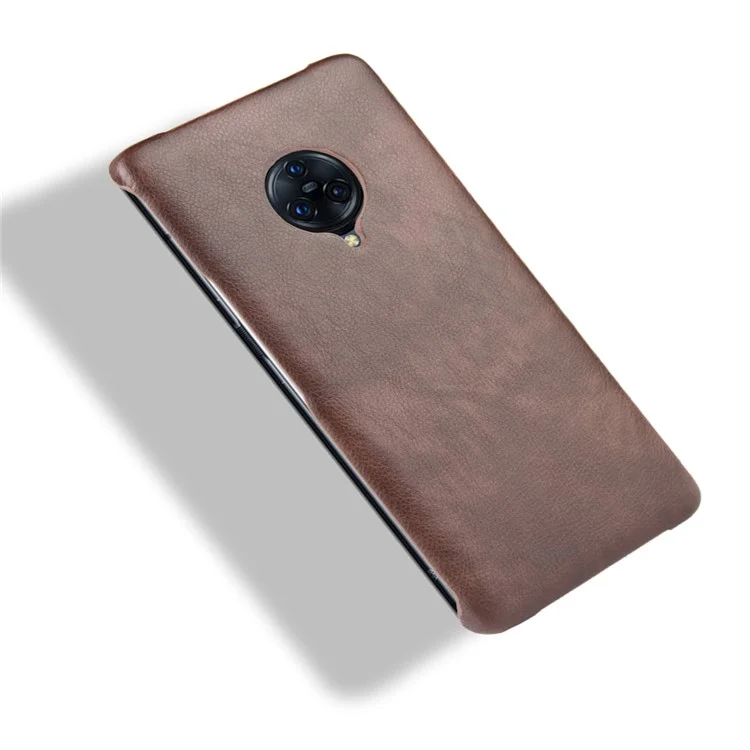 Litchi Skin Leather Coated Hard PC Case for vivo NEX 3/NEX 3 5G - Brown