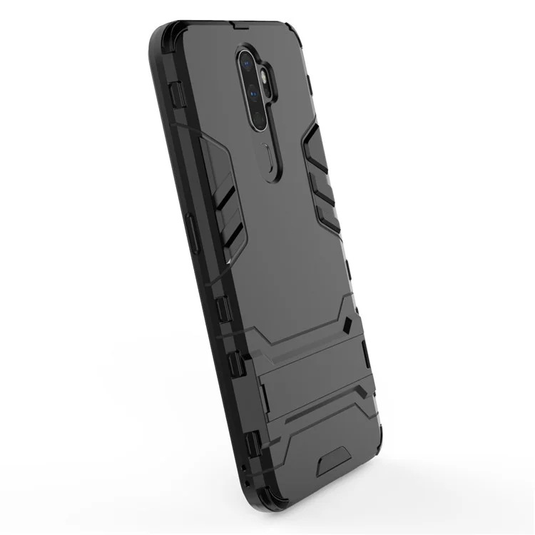 2-in-1 Plastic + TPU Combo Shell with Kickstand for OPPO A9 (2020)/A11x - Black
