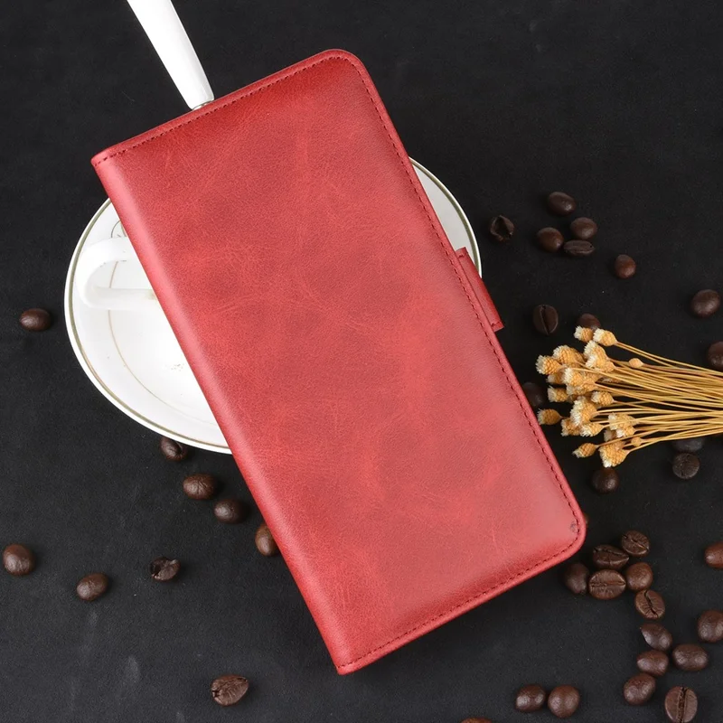 Leather Wallet Stand Protective Case for OPPO A9 (2020) - Red