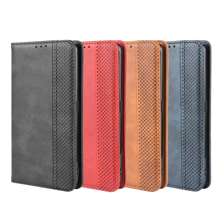 Estilo Vintage Stand Leather Stand Stand Case Para Oppo Reno2 Z/F - Castanho