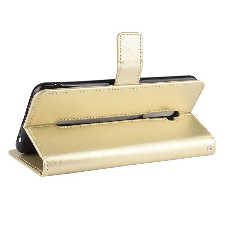Crazy Horse Wallet de Cuero Case Para Oppo Reno2 Z/F - Oro