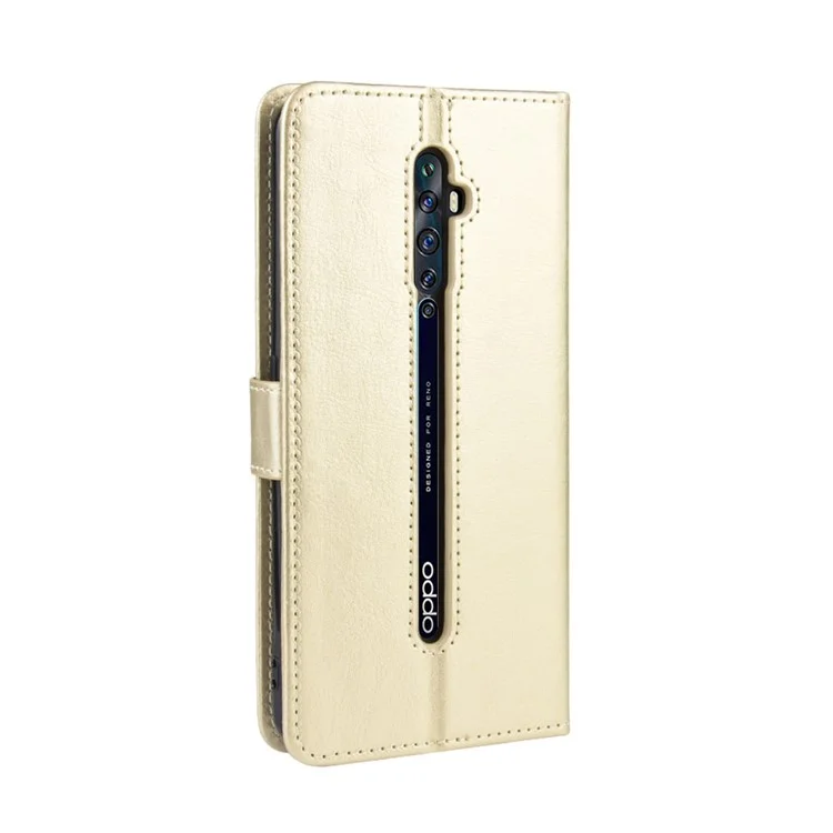 Crazy Horse Wallet de Cuero Case Para Oppo Reno2 Z/F - Oro