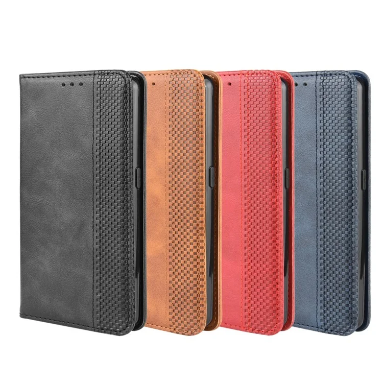 Vintage Style Stand Leder Brieftasche Für Oppo Reno Ace / Realme X2 Pro - Schwarz