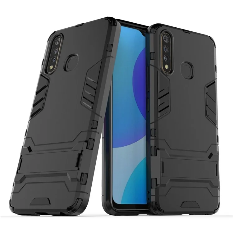 Cool Guard PC + TPU Combo Cover with Kickstand for vivo U3 / Y19 - Black