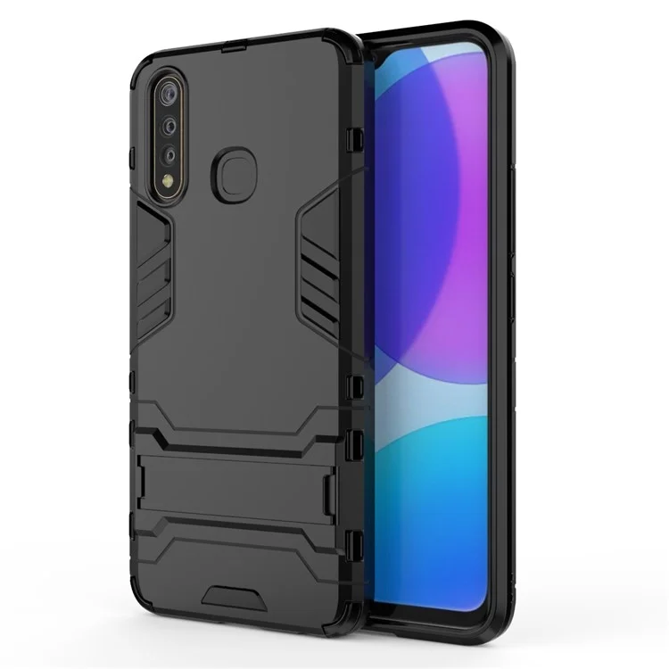 Cool Guard PC + TPU Combo Cover with Kickstand for vivo U3 / Y19 - Black