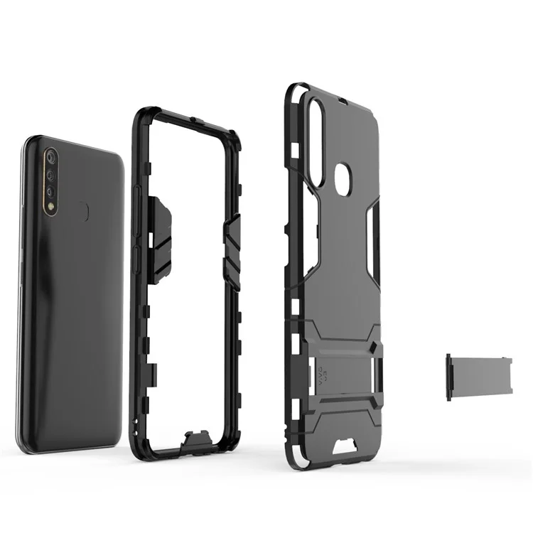 Cool Guard PC + TPU Combo Cover с Kickstand Для Vivo U3 / Y19 - Черный