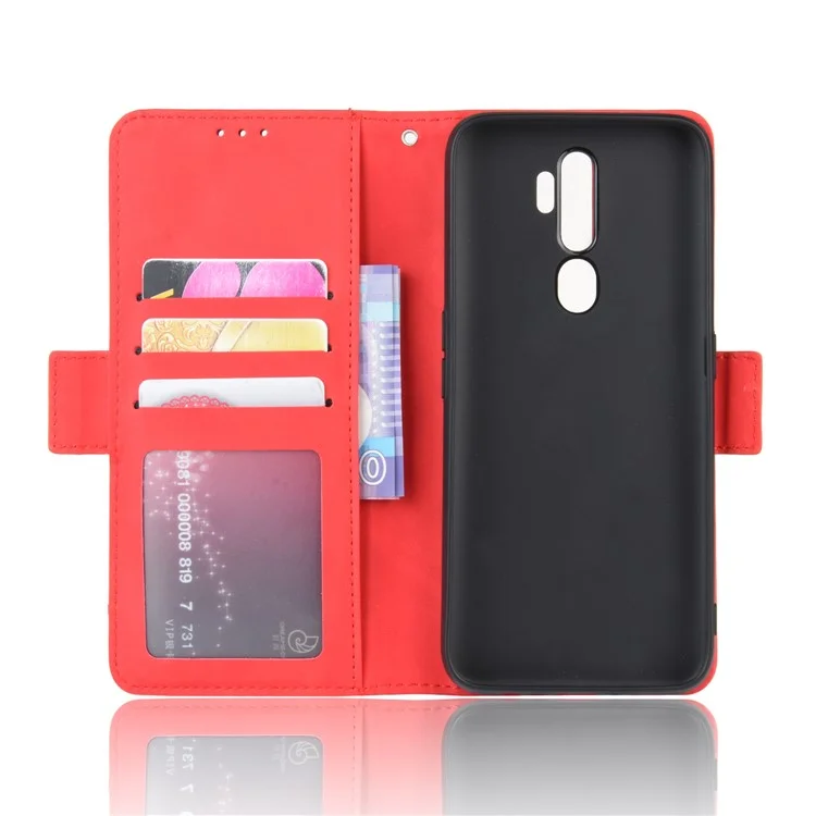 Estuche de Cuero PU con Múltiples Ranuras para Tarjetas para Oppo A9 (2020)/A5 (2020)/A11x - Rojo