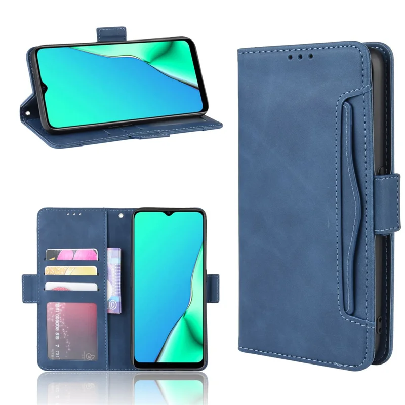 Multiple Card Slots PU Leather Cover for Oppo A9 (2020)/A5 (2020)/A11x - Blue