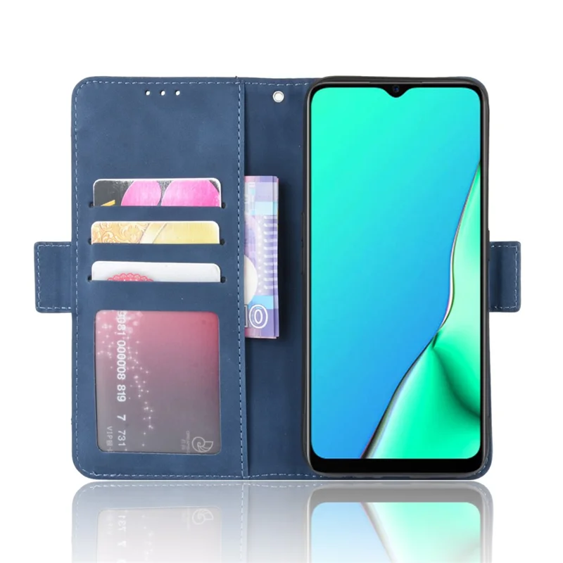 Multiple Card Slots PU Leather Cover for Oppo A9 (2020)/A5 (2020)/A11x - Blue