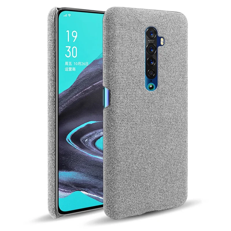 KSQ Cloth Coated PC Hard Phone Cover Case for OPPO Reno2 - Light Grey