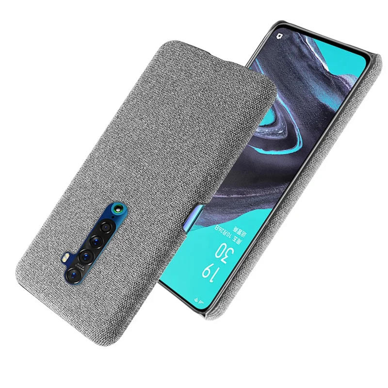 KSQ Cloth Coated PC Hard Phone Cover Case for OPPO Reno2 - Light Grey
