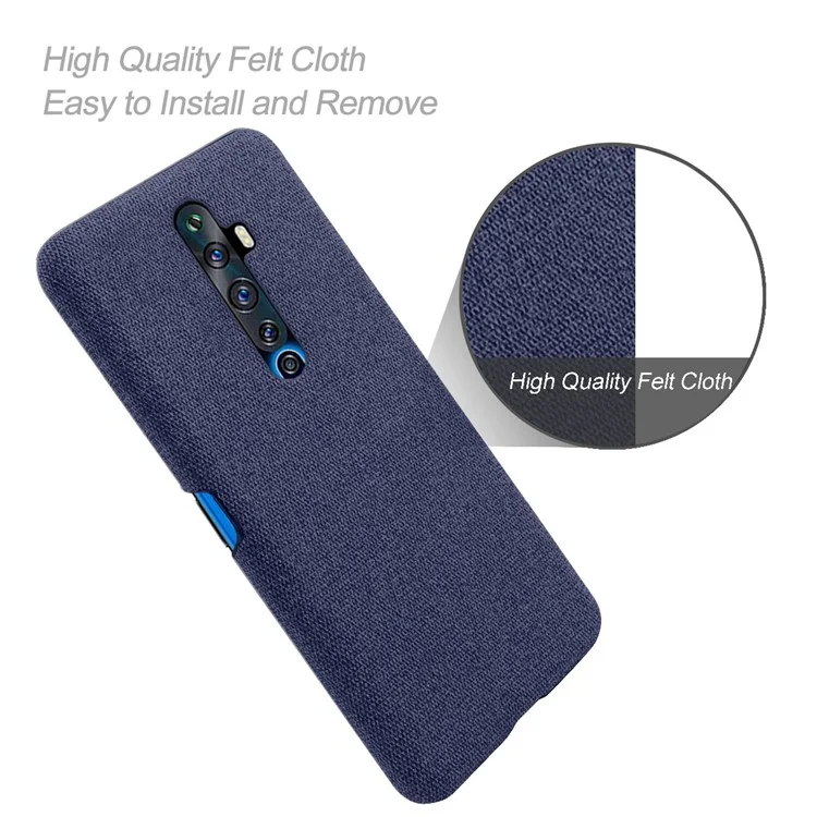 KSQ Cloth Coated PC Hard Phone Protective Case for OPPO Reno2 Z - Bleu