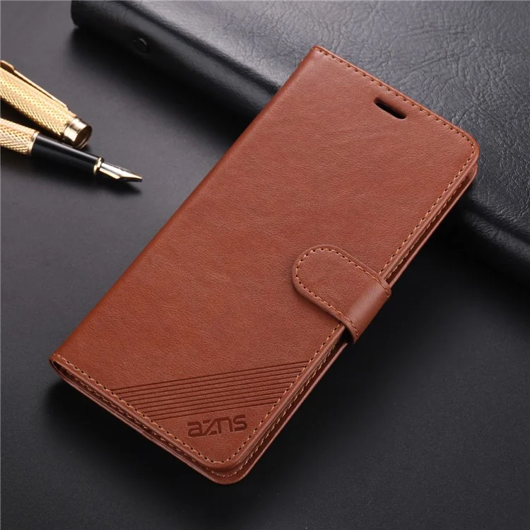 AZNS PU Leather Wallet Mobile Cover for vivo U3/Y19/Y5s - Brown