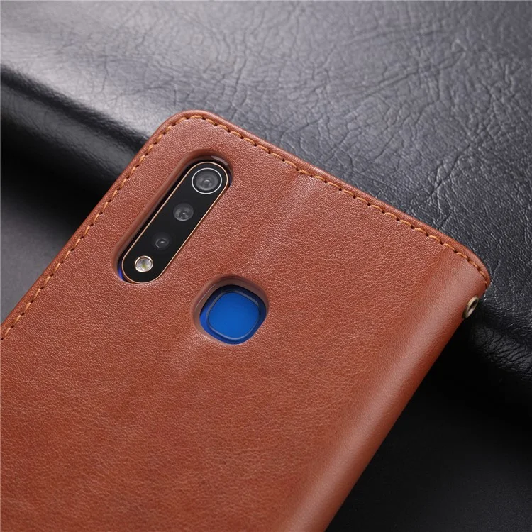 AZNS PU Leather Wallet Mobile Cover for vivo U3/Y19/Y5s - Brown