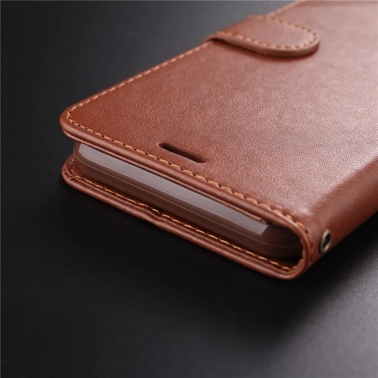 AZNS PU Leather Wallet Mobile Cover for vivo U3/Y19/Y5s - Brown