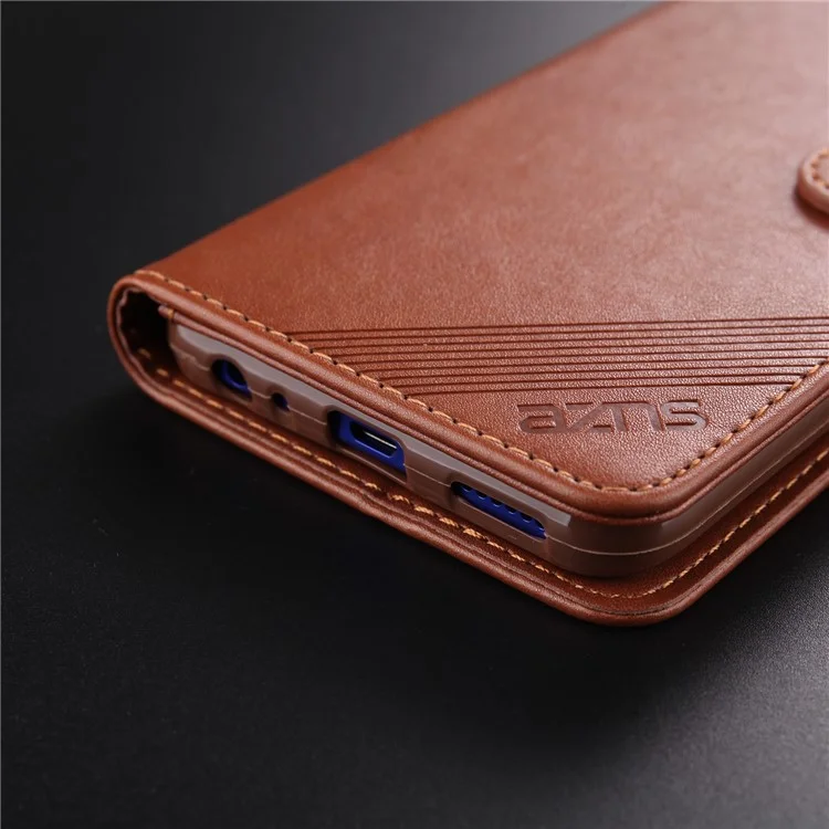 Azns pu Leather Wallet Couverture Mobile Pour Vivo u3 / Y19 / Y5s - Brun