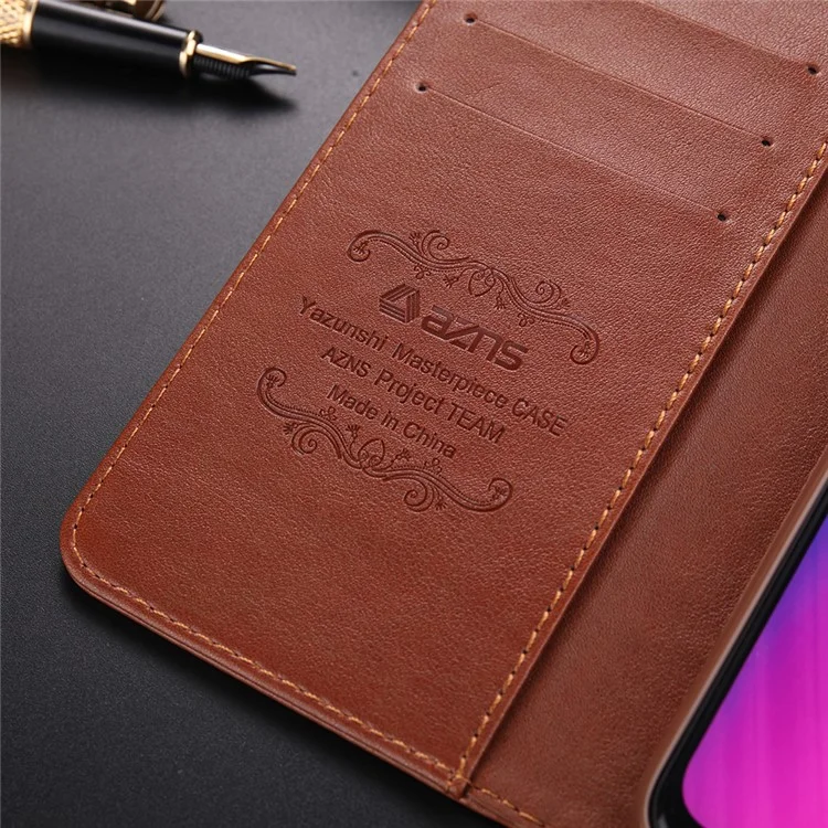 AZNS PU Leather Wallet Mobile Cover for vivo U3/Y19/Y5s - Brown