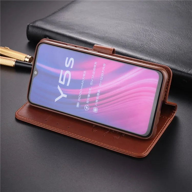 Azns pu Leather Wallet Couverture Mobile Pour Vivo u3 / Y19 / Y5s - Brun