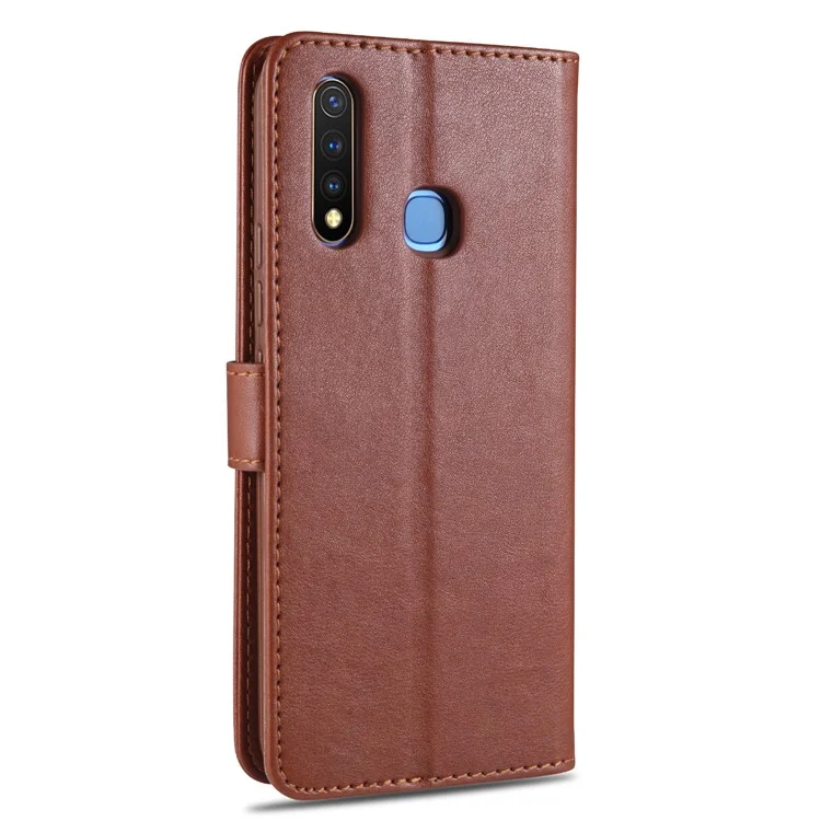 Azns pu Leather Wallet Couverture Mobile Pour Vivo u3 / Y19 / Y5s - Brun