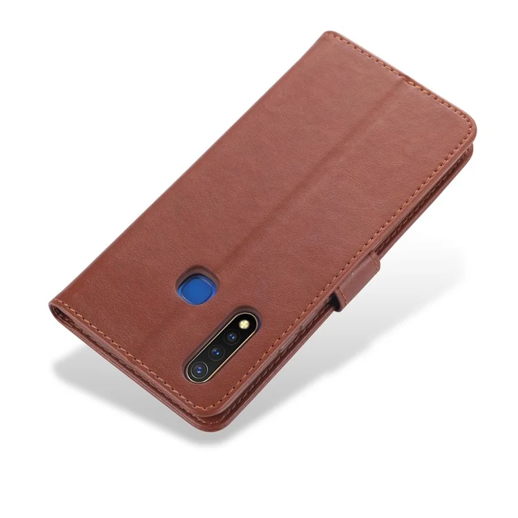 Azns pu Leather Wallet Couverture Mobile Pour Vivo u3 / Y19 / Y5s - Brun