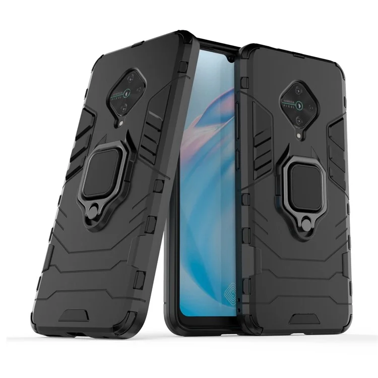 Ringhalter Kickstand PC+TPU Combo Case Telefonabdeckung Für Vivo V17/y9s/s1 Pro (Global Version) - Schwarz