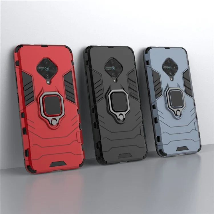 Ringhalter Kickstand PC+TPU Combo Case Telefonabdeckung Für Vivo V17/y9s/s1 Pro (Global Version) - Schwarz