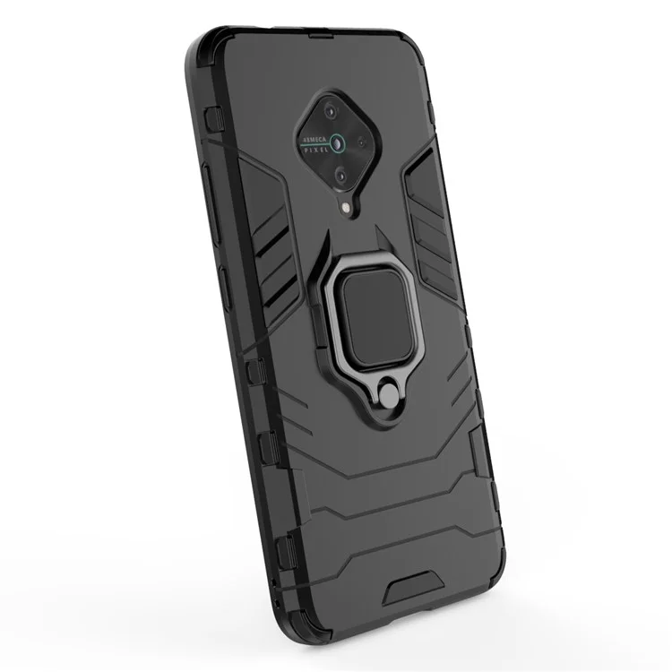 Ringhalter Kickstand PC+TPU Combo Case Telefonabdeckung Für Vivo V17/y9s/s1 Pro (Global Version) - Schwarz