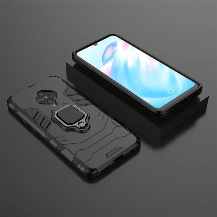 Ringhalter Kickstand PC+TPU Combo Case Telefonabdeckung Für Vivo V17/y9s/s1 Pro (Global Version) - Schwarz