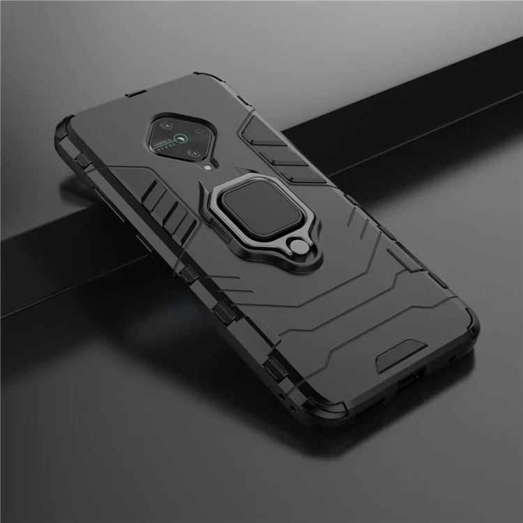 Ring Holder Kickstand PC+TPU Combo Case Phone Covering for vivo V17/Y9s/S1 Pro (Global Version) - Black