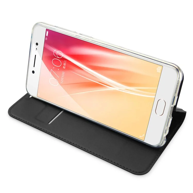 DUX DUCIS Skin Pro Series for Oppo R9s Business Leather Case with Card Slot - Dark Grey