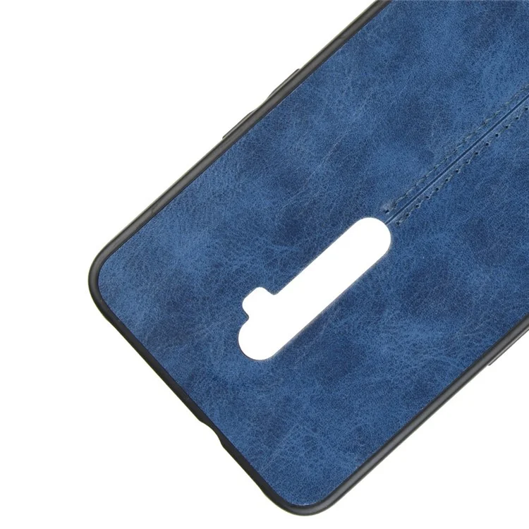 PC + TPU Combating Casing Revestido de Couro PU Para Oppo Reno 10x Zoom/reno 5g - Azul