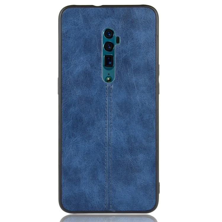 PC + TPU Combating Casing Revestido de Couro PU Para Oppo Reno 10x Zoom/reno 5g - Azul