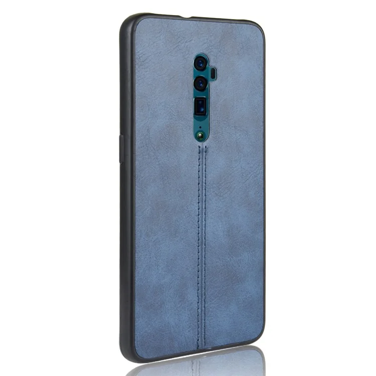 PC + TPU Combating Casing Revestido de Couro PU Para Oppo Reno 10x Zoom/reno 5g - Azul