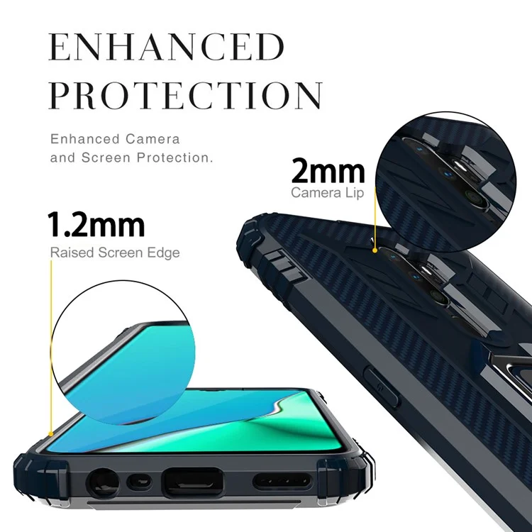 Finger Ring Kickstand TPU Phone Casing [Built-in Magnetic Metal Sheet] for OPPO A9 (2020) - Blue