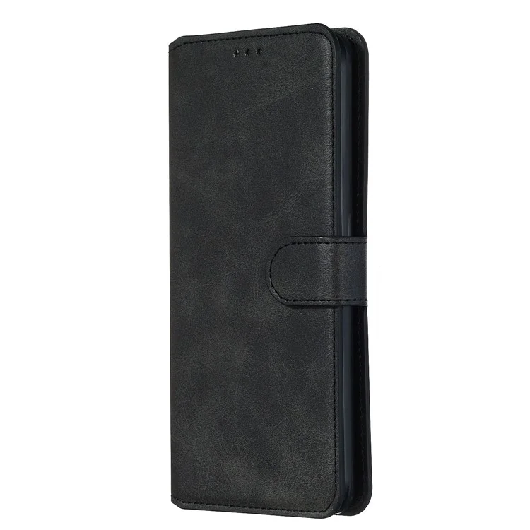 Solid Color Flip Leather Wallet Phone Cover for OPPO A9 (2020)/A5 (2020) - Black