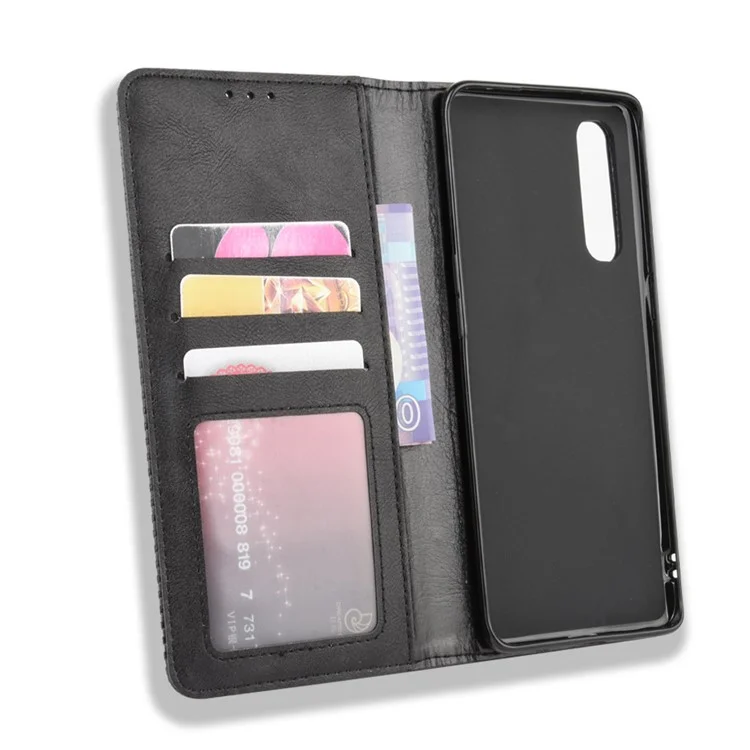 Portafoglio in Pelle in Stile Vintage Con Supporto Per Oppo Reno3 Pro 5G - Nero