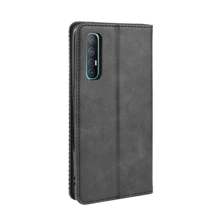 Portafoglio in Pelle in Stile Vintage Con Supporto Per Oppo Reno3 Pro 5G - Nero