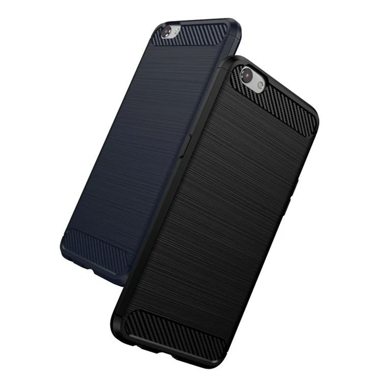 IPAKY Shockproof Brushed TPU Gel Phone Case for Oppo R9s - Black