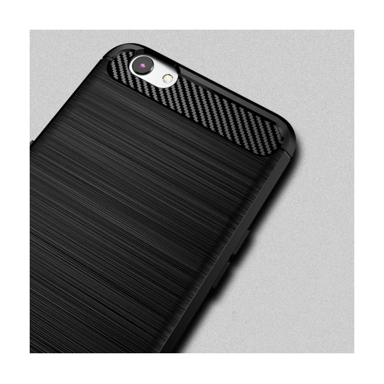 IPAKY Shockproof Brushed TPU Gel Phone Case for Oppo R9s - Black