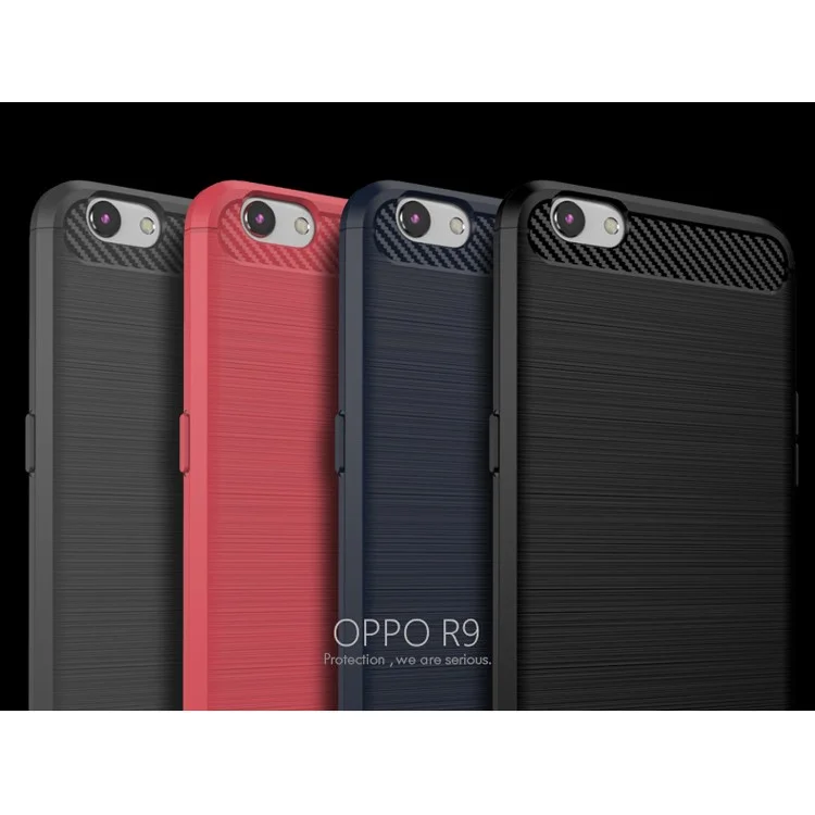 IPAKY Shockproof Brushed TPU Gel Phone Case for Oppo R9s - Black