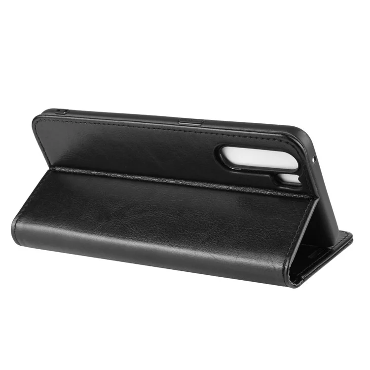 Crazy Horse Wallet Leather Magnetic Phone Cover for OPPO A91 / F15 - Black