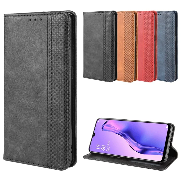 Étui de téléphone portefeuille en cuir style vintage pour Oppo A8/A31 (2020) - Noir