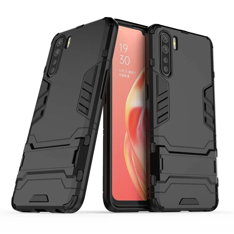 Cool Guard Hybrid PC + TPU Guscio Telefono con Supporto per OPPO A91/F15 - Nero