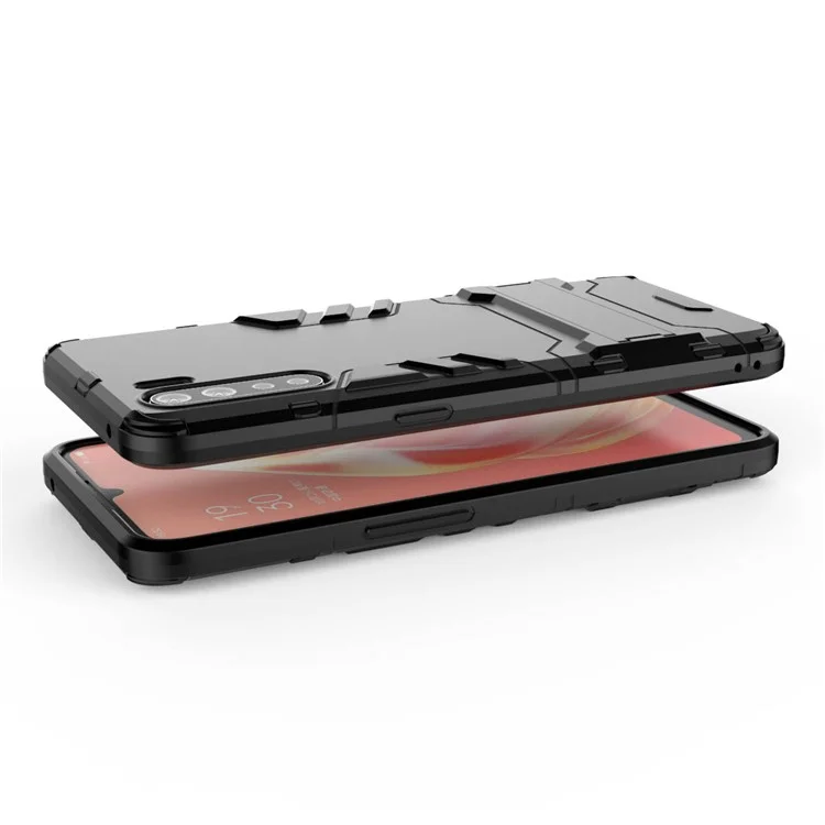 Cool Guard Hybrid PC + TPU Guscio Telefono con Supporto per OPPO A91/F15 - Nero