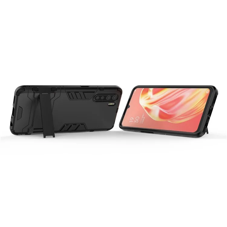 Cool Guard Hybrid PC + TPU Guscio Telefono con Supporto per OPPO A91/F15 - Nero