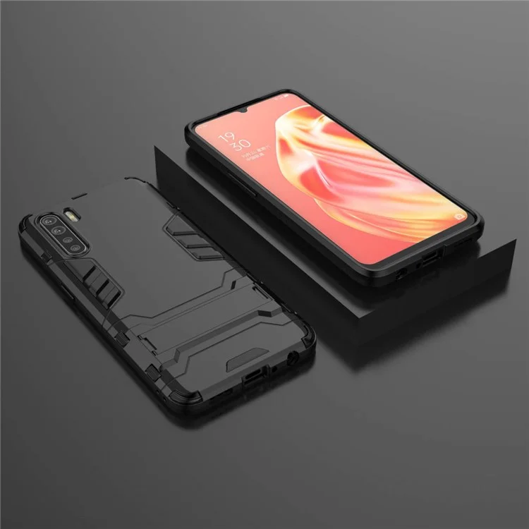 Cool Guard Hybrid PC + TPU Guscio Telefono con Supporto per OPPO A91/F15 - Nero