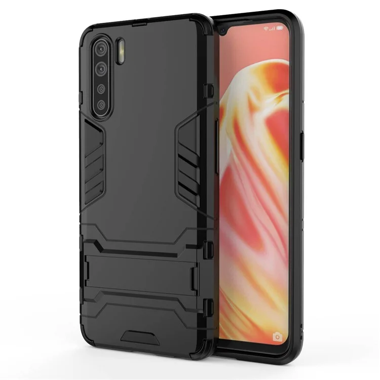 Cool Guard Hybrid PC + TPU Guscio Telefono con Supporto per OPPO A91/F15 - Nero