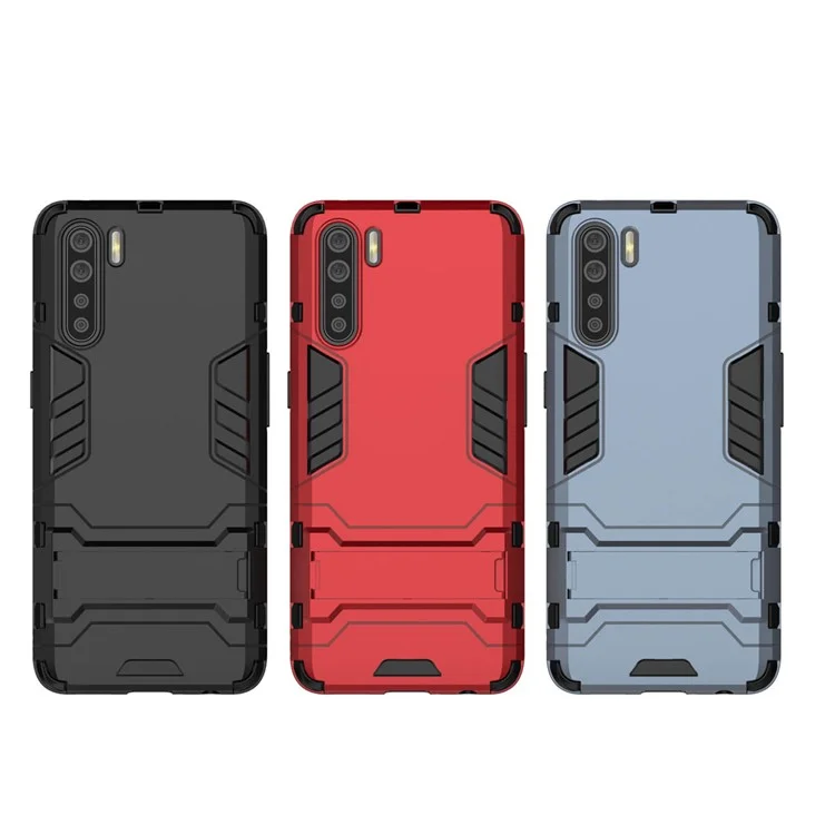 Cool Guard Hybrid PC + TPU Guscio Telefono con Supporto per OPPO A91/F15 - Nero