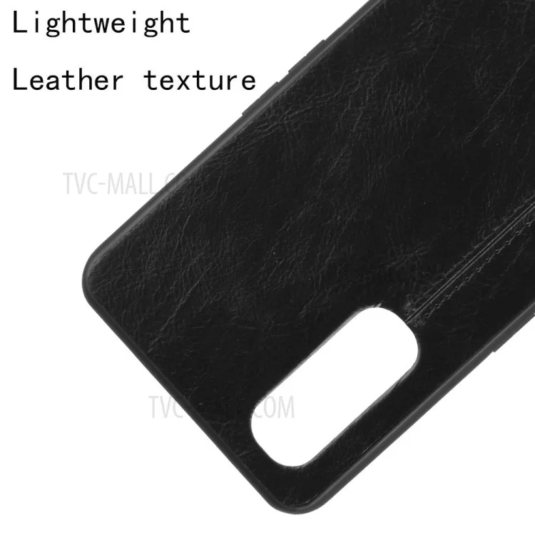 Capa de Telefone Híbrida de PC Revestida de Couro PU para Oppo Find X2 - Preta