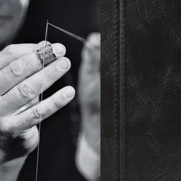Capa de Telefone Híbrida de PC Revestida de Couro PU para Oppo Find X2 - Preta